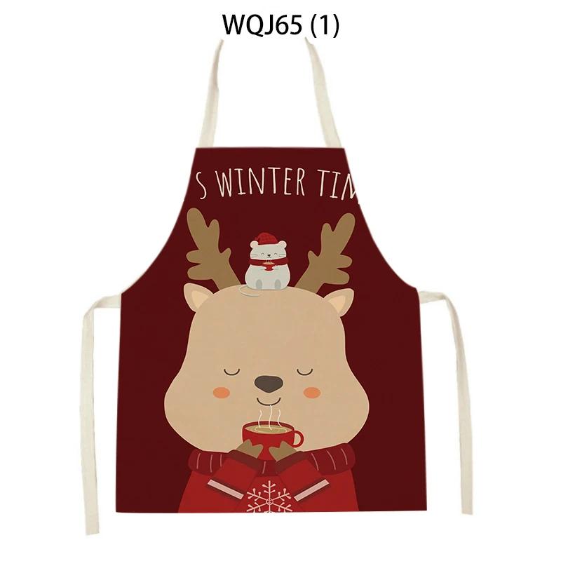 Christmas Apron Snowflake Tree Kitchen Apron Santa Claus Elk Snowman Print Aprons Dinner Party Cooking Apron Baking Accessories