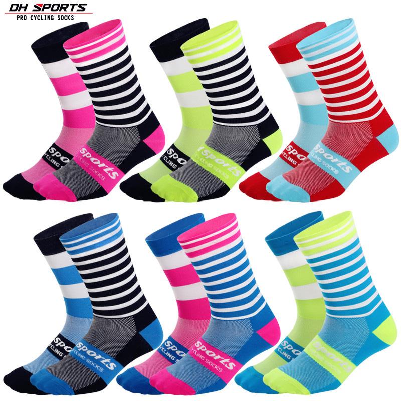 DH SPORTS Professional Cycling Socks Best Funky Breathable Wicking Road Bicycle Sport  Compression Running Socks