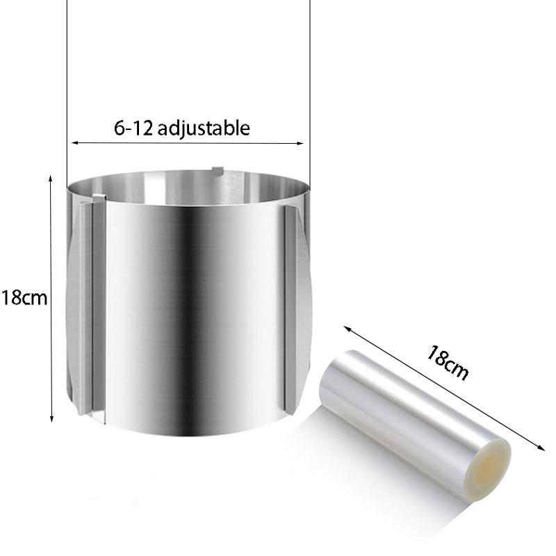 Stainless Steel Telescopic Mousse Ring Mold Anti-rust Adjustable and 1 Roll Thickened Cake Edge Transparent Cake Collar
