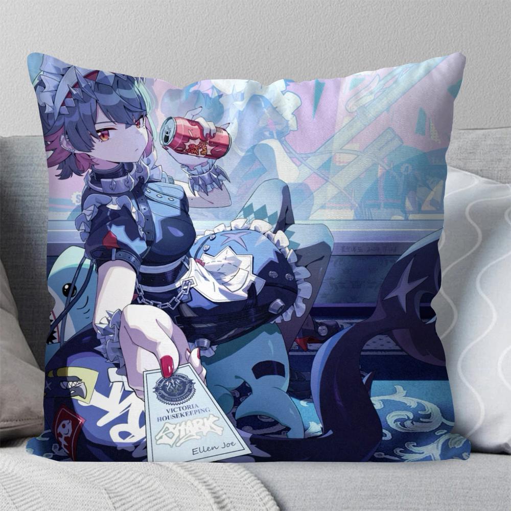 Spiel Zenless Zone Zero Ellen Joe Kissenbezug Quadratisches Kissen Schlafzimmer Sofa Freizeit Komfort Kissen Wohnzimmer Heimdekoration 40X40