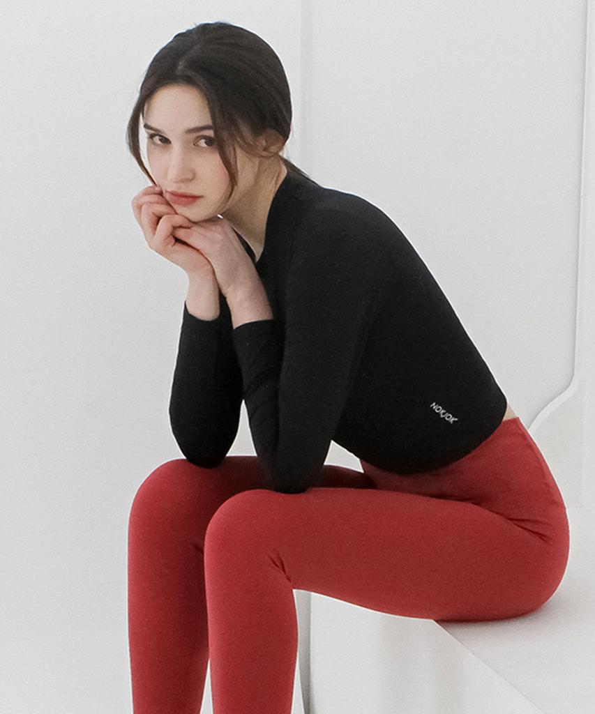 NOKJOK [2 Pack] Meriel Crop Long Sleeve Tee 2-Piece Set (D Type)