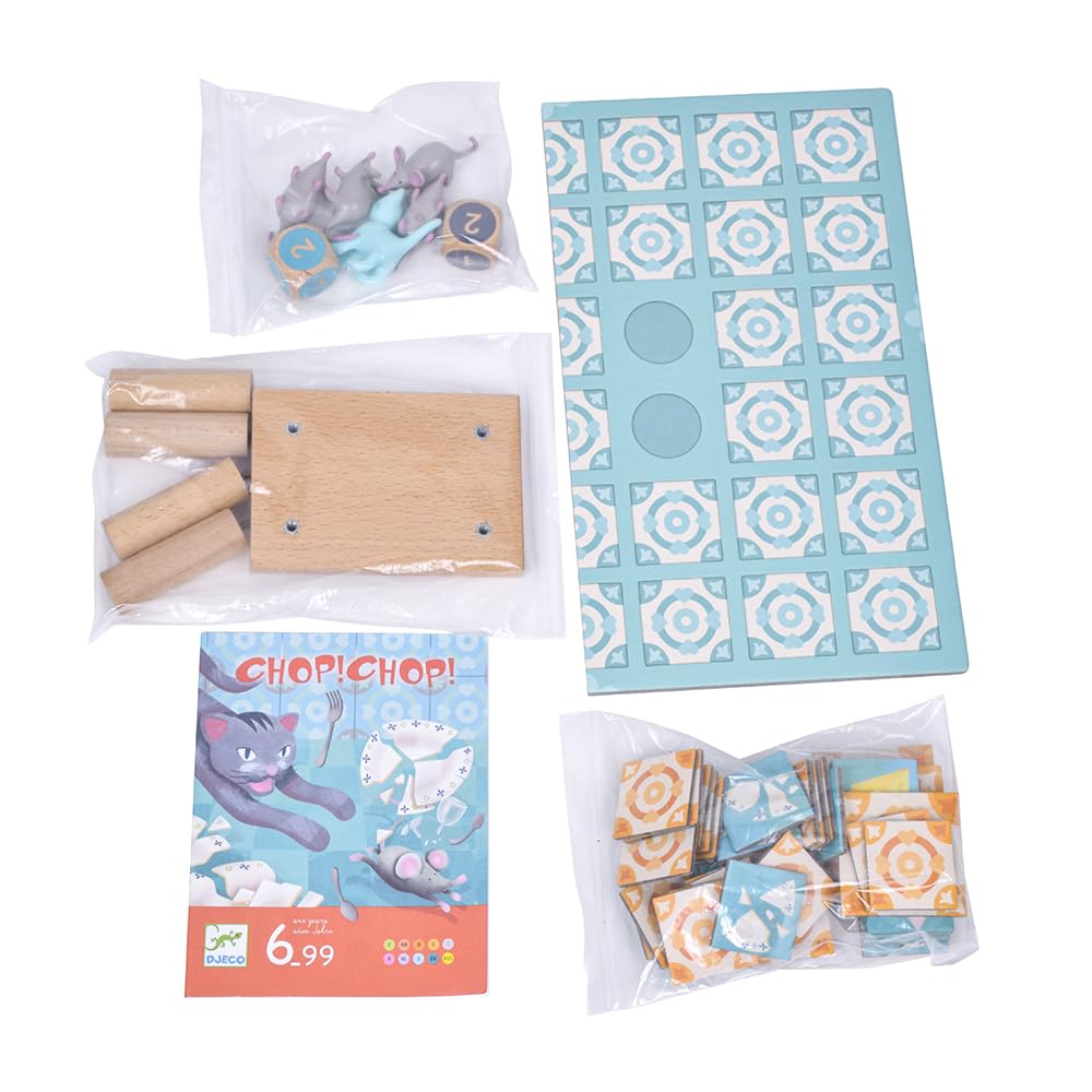 DJECO Chop Chop Board Territory Capture Game with Animal Educational for Montessori Perfect for Home Ages Boys and School Entrance Elementary School