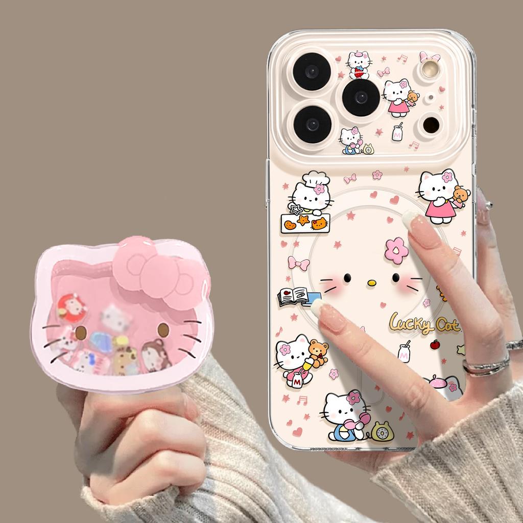Full screen kitten mobile phone case with bracket, suitable for Apple iPhone 17 magnetic attraction 16promax new 15/14 sets
