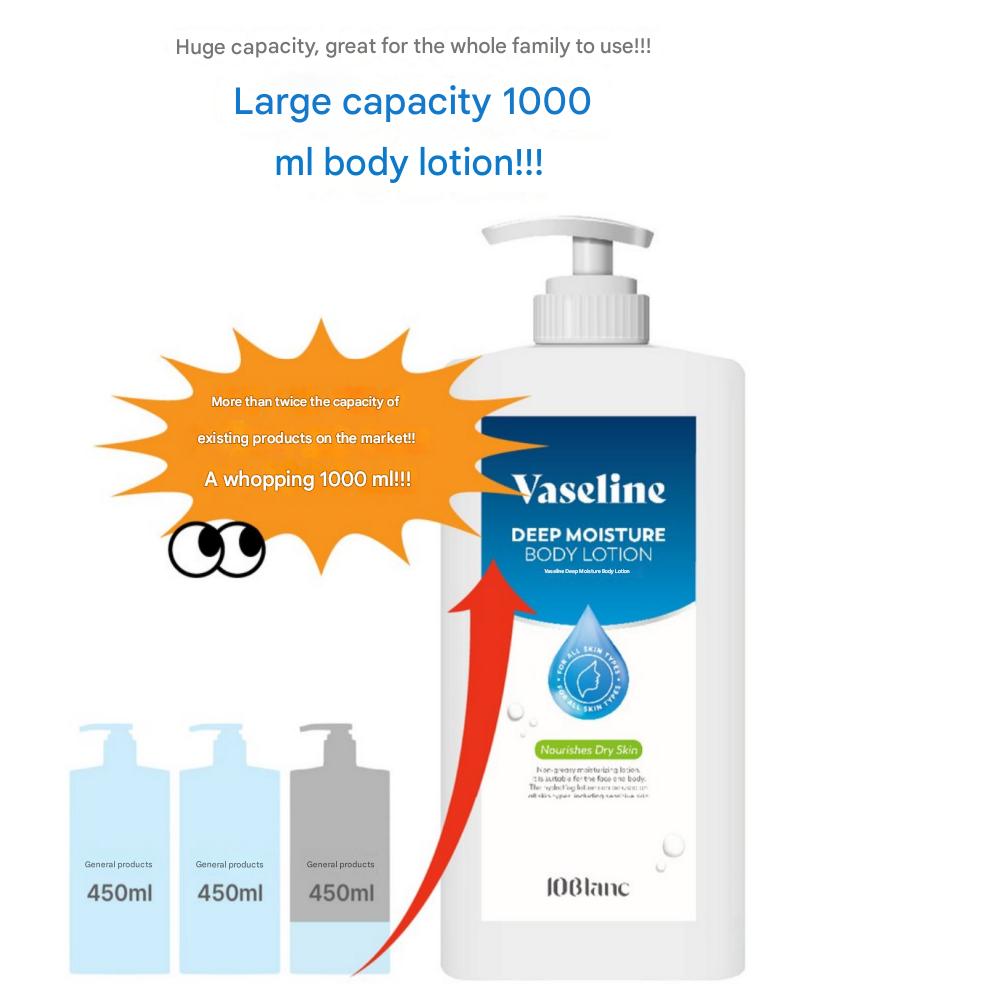 Vaseline Deep Moisture Body Lotion, Large Capacity, High Moisture, Ten Blanc, 1000ml