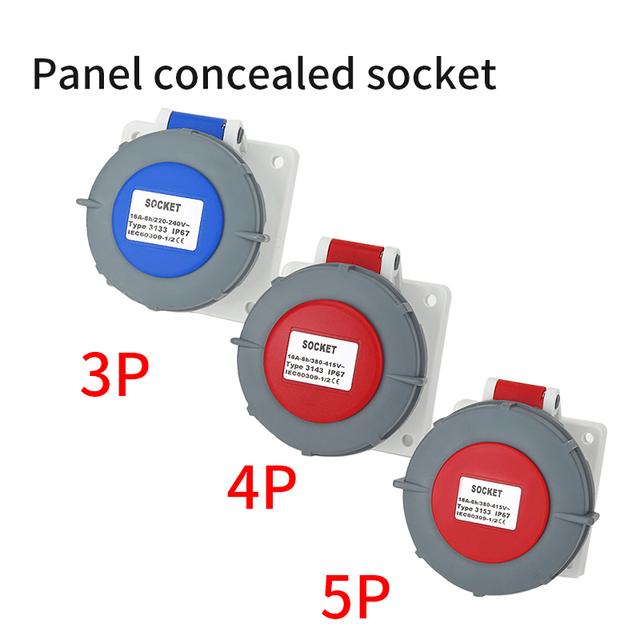 Průmyslový konektor Samec Zástrčka 3P/4P/5Pin Elektrický konektor 16A 32A IP67 Vodotěsná nástěnná zásuvka 220V 380V