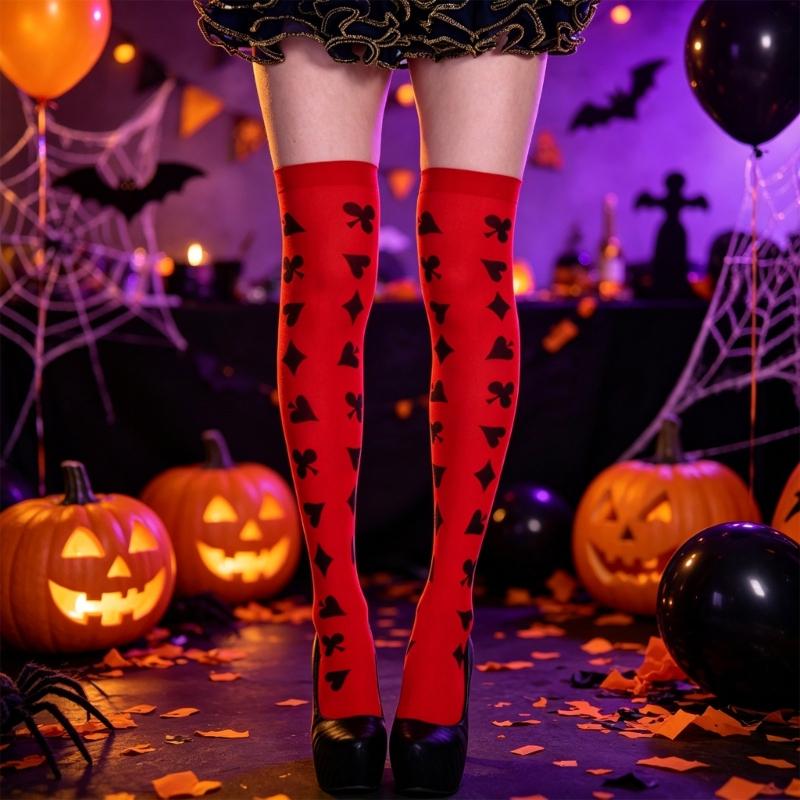 Bas Cuissardes pour Femmes pour Cosplay et Tenues d'Halloween, Chaussettes Douces Extensibles au-dessus du Genou pour Fêtes