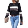 European and American Commuter Versatile Leopard Print Color Matching Long sleeves Shirt Women 2025 Autumn New Loose O-neck pullover Top