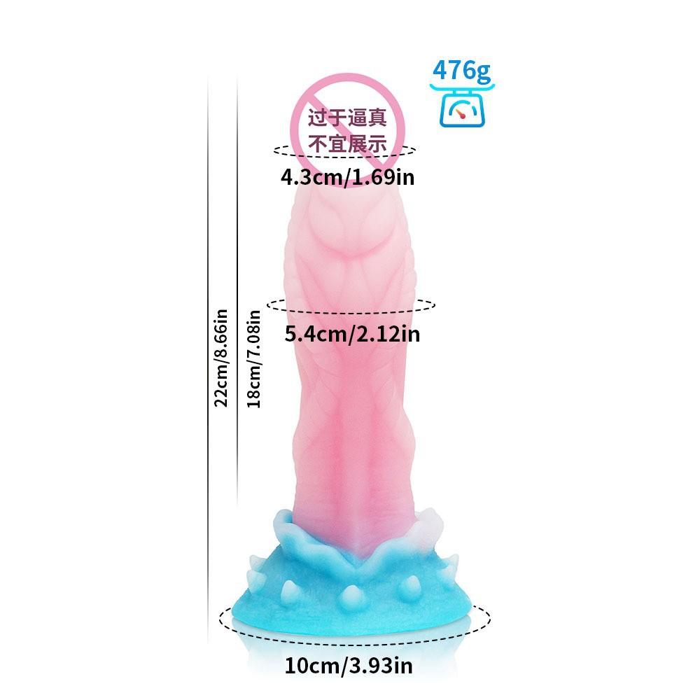 Mixed Color Glow in The Dark Dog Dildo Alien Simulation Penis Fake Penis Male and Female Flirting Masturbator Sex Toy
