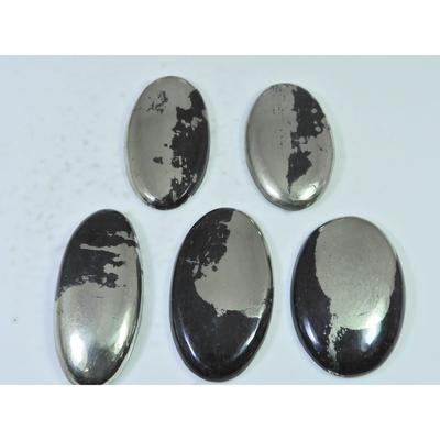 346Cts. Natural Apache Gold Pyrite Oval Cabochon Loose Gemstone 05 Pcs Lot C-1278