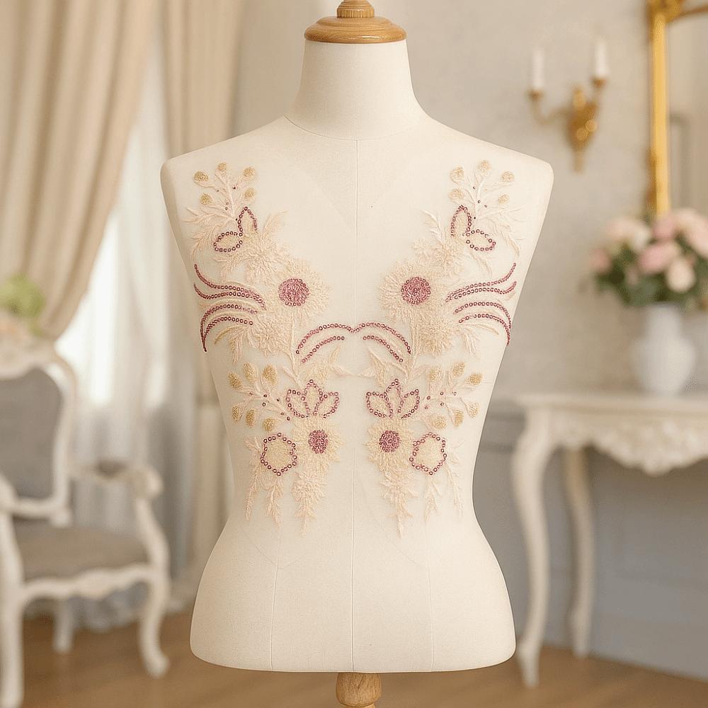 Elegant Embroidery Flower Lace Patch Sequin Clothing Decoration Patch  Fabric Crafts