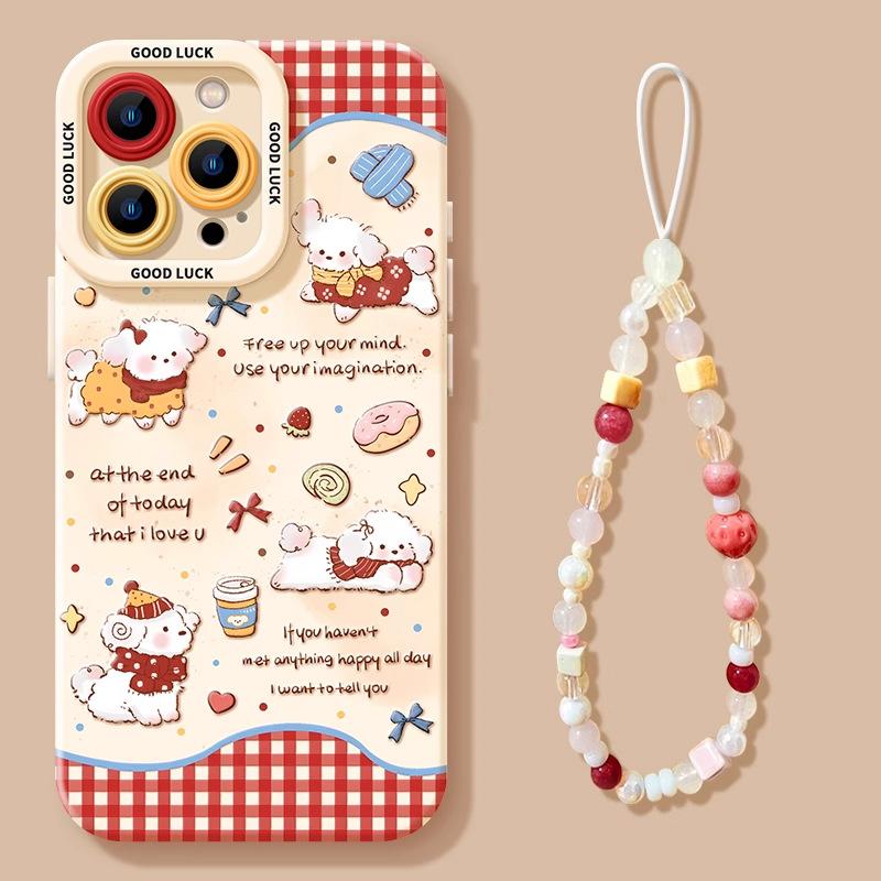 Scarf puppy apple 16promax mobile phone case 16 new silicone 14plus cute 15pro all-inclusive soft case