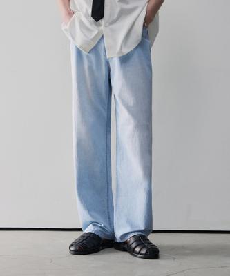 Awodeijeu Cool Linen Breeze Semi-Wide Denim Pants [Light Blue]