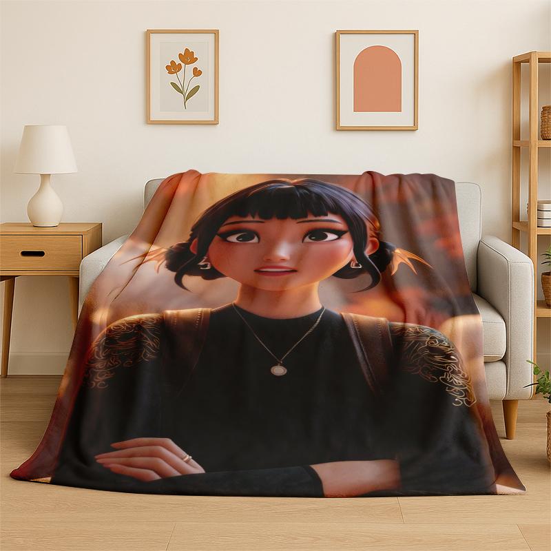 Kpop Demon Hunter Rumi Mira Zoey Cartoon Group Flannel Blanket Soft Warm Throw Blanket for Bedroom Living Room Bed Travel Gift