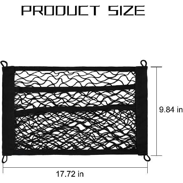 HZEL Car Mesh Cargo Net, 2PCS Elastic Vehicle Trunk Storage Netting with Screws, Automotive Interior Wall Sticker Organizer Pouch Bag Accessories,