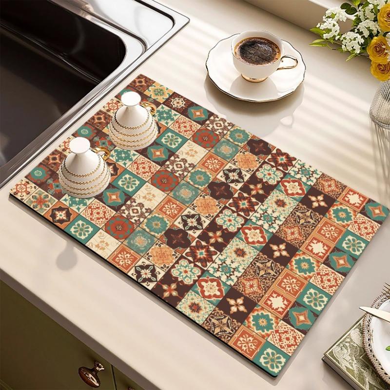 Amerikanische Küchenarbeitsplatten-Abtropfmatte Diatomeenerde-Absorption Schnelltrocknende Matte Nicht auswaschen Isolierung Spülbecken-Barmatte