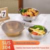 Korean Style Stainless Steel Snack Bowl with Handles for Rice Wine, Salad, Hot Pot Sauce, French Fries, or Fruit