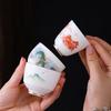 ZISIZ Green Landscape Mutton-Fat Jade High-Foot Tea Cups, Set of 2