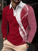Stylish long-sleeve polo shirt with geometric pattern, ideal for casual daily wear.
