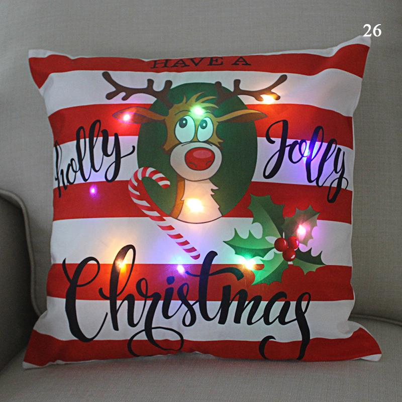 LED Weihnachtskissenbezug Fröhlicher Weihnachtsmann Lichtkissen Beleuchtungskissenbezug Heimdekoration Neujahrsdeko
