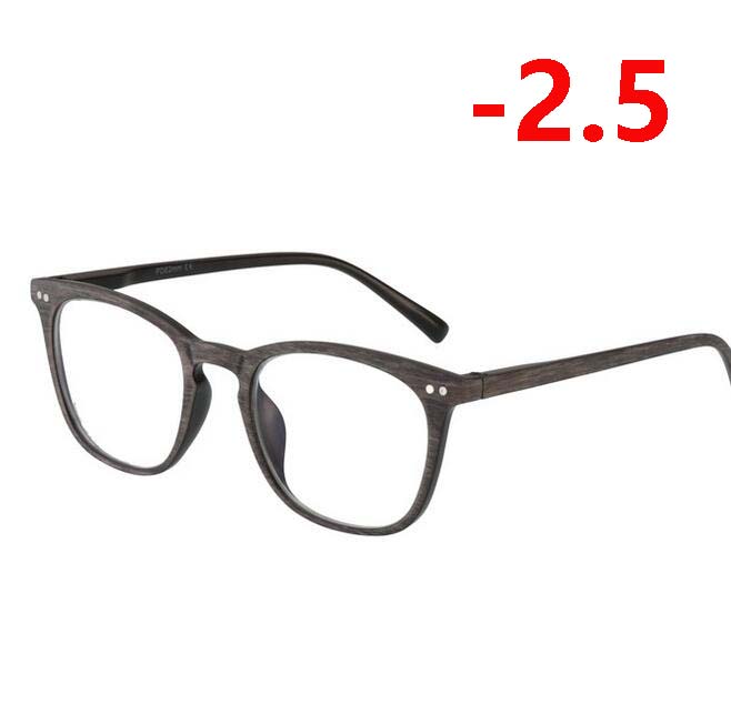 Sun Photochromic Lenses Finished Myopia Glasses For Unisex Retro Wood Color Chameleon Nearsighted Eyewear 0 -1.0 -1.5 -To -4.0