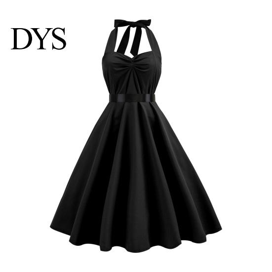 Ärmelloses Damenkleid Abend Schnürung Neckholder A-Linie Großer Schwung Rückenfrei Aus Retro Dame Schulter Unifarben Cocktailparty Hochzeit Midi