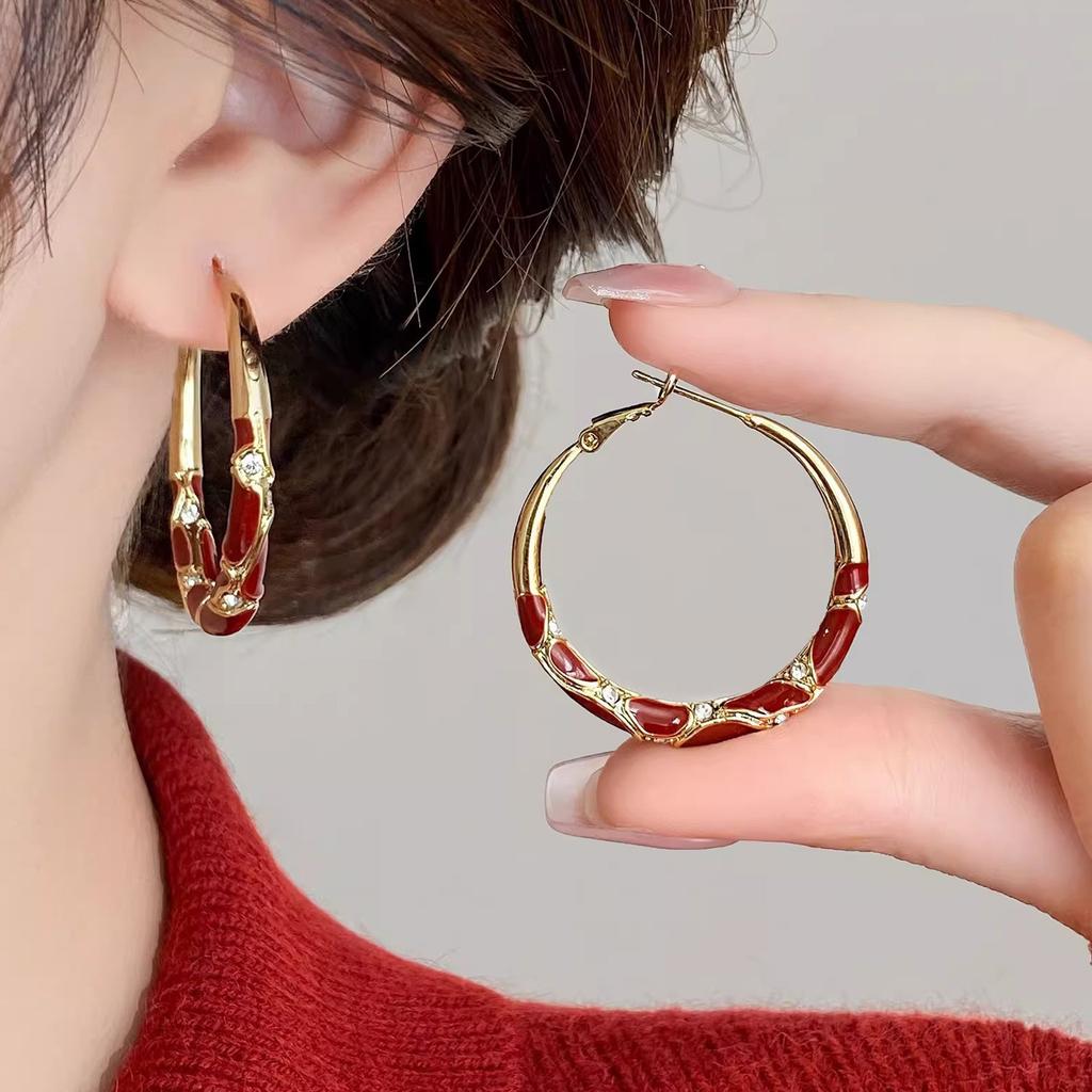 Luxury Diamond Hoop Earrings Large Circle Design with Zirconia Elegant Chic Ear Jewelry for Women