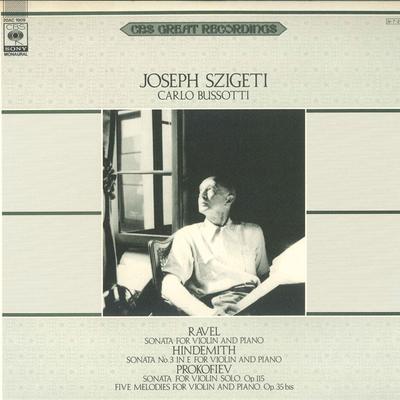 LP-Platte RAVEL, HINDEMITH, PROKOFIEV, SZIGET - Sonate Für Violine Und Klavier / Sonat 20AC1909 CBS/SONY Japan Obi Klassik Gebraucht