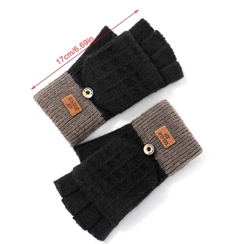 Wandelbare Damen Handschuhe Kalter Winter Halbfinger Dick Warm Farbpassendes Design Geschenke Handschuhe für Freundin