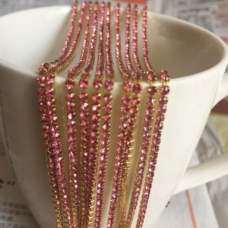 Wholesale 1-Row 1 yard SS6 Cystal Rhinestone Trim Close Cup Chain Claw DIY Jewelry Making