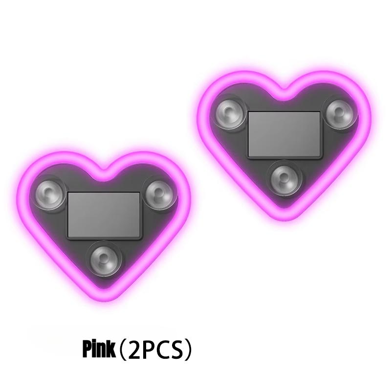 2Pcs Car LED Ambient Light-Solar-Powered Heart-Shaped LED Neon Light, Solar-Powered Heart-Shaped Atmosphere Light with 3 Modes,IP65 Waterproof