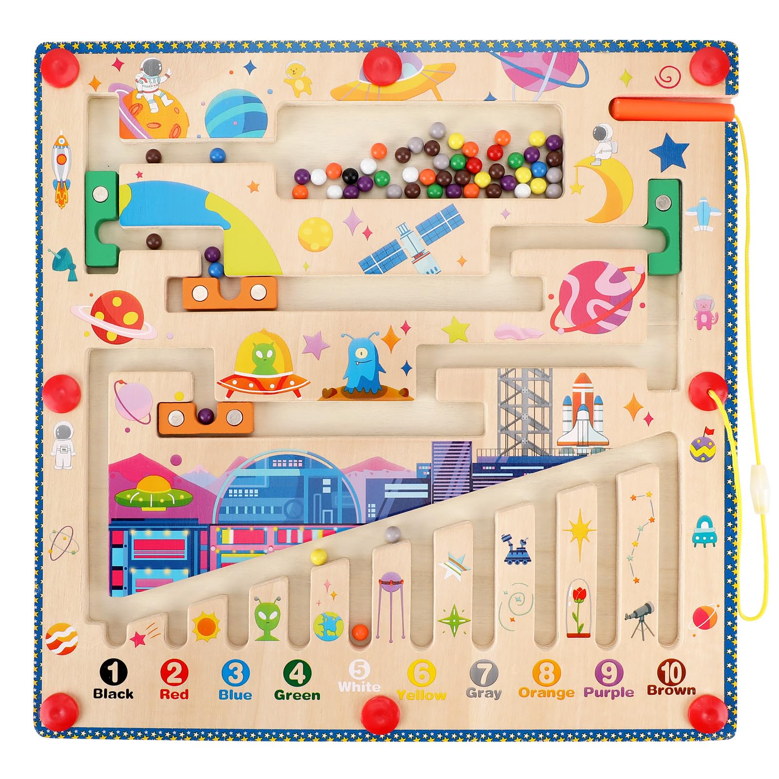 

Магнитный лабиринт с цветами и числами, доска для сортировки цветов для счета, развития мелкой моторики у малышей, игрушки Монтессори для мальчиков и девочек