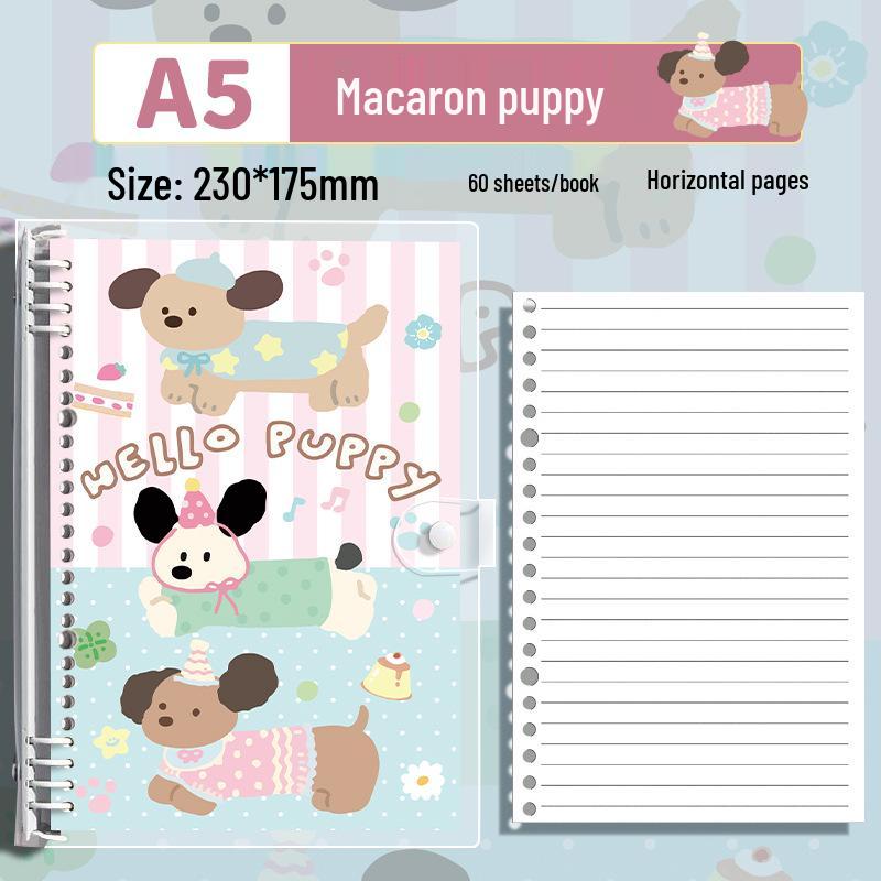 Small Animal Transparent PVC Loose-Leaf Notebook with Student-Friendly Soft B5 Cover and Iron Clip