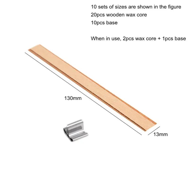 10 sets Natural Wood Wax Wick DIY Candle Material Soy Wax Aromatherapy Smokeless Environmental Protection Wood Chip Wick Holder