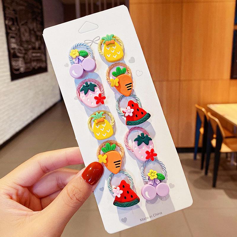 10 Stück/Set Mädchen Niedlich Cartoon Blume Kleine Elastische Haargummis Kinder Pferdeschwanz Haargummi Gummibänder Mode Haaraccessoires Set