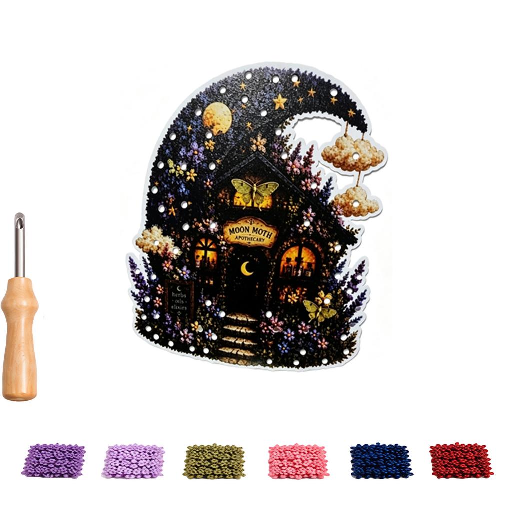 Village 3D Punch Needle Embroidery Kit for Adults Beginners DIY Fabric Set