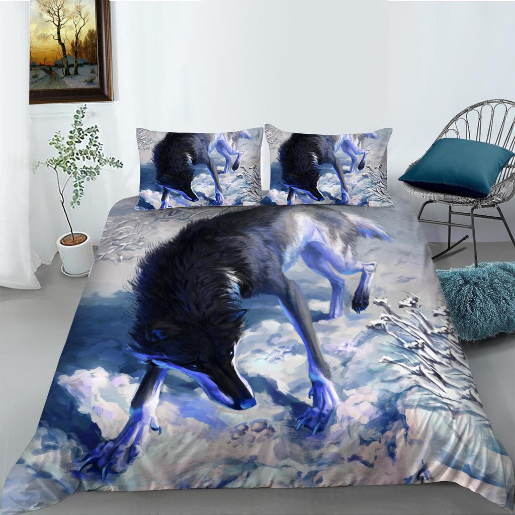 Polyester Bedding Two Or Three-Piece Digital Printing Wolf Series Can Be