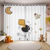 Animated Cartoon Astronaut and Space Drapes for Kids Bedroom Window Decoration Semi Blackout Curtains Home Decoration