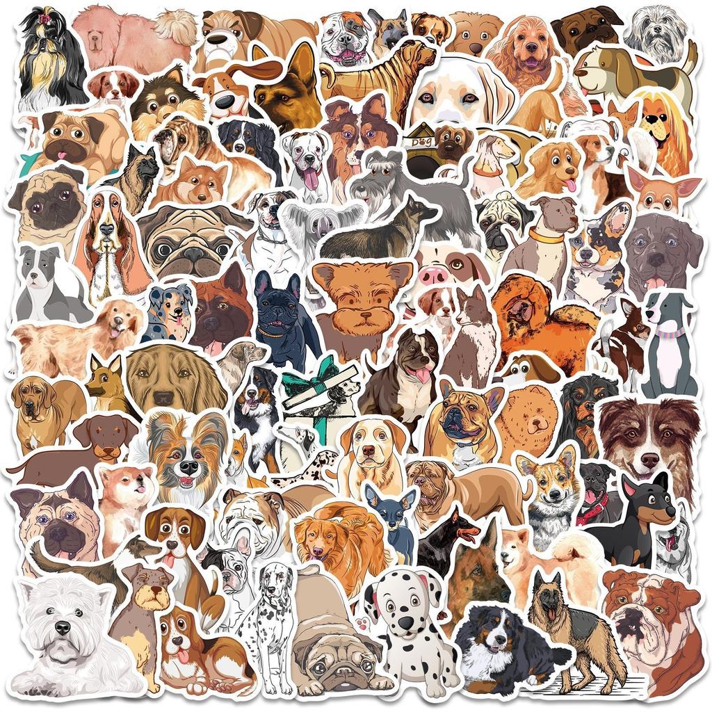 100 New Cute Puppy Realistic Stickers Teddy VIP Corgi Border Shepherd Golden Retriever No Repeating Stickers