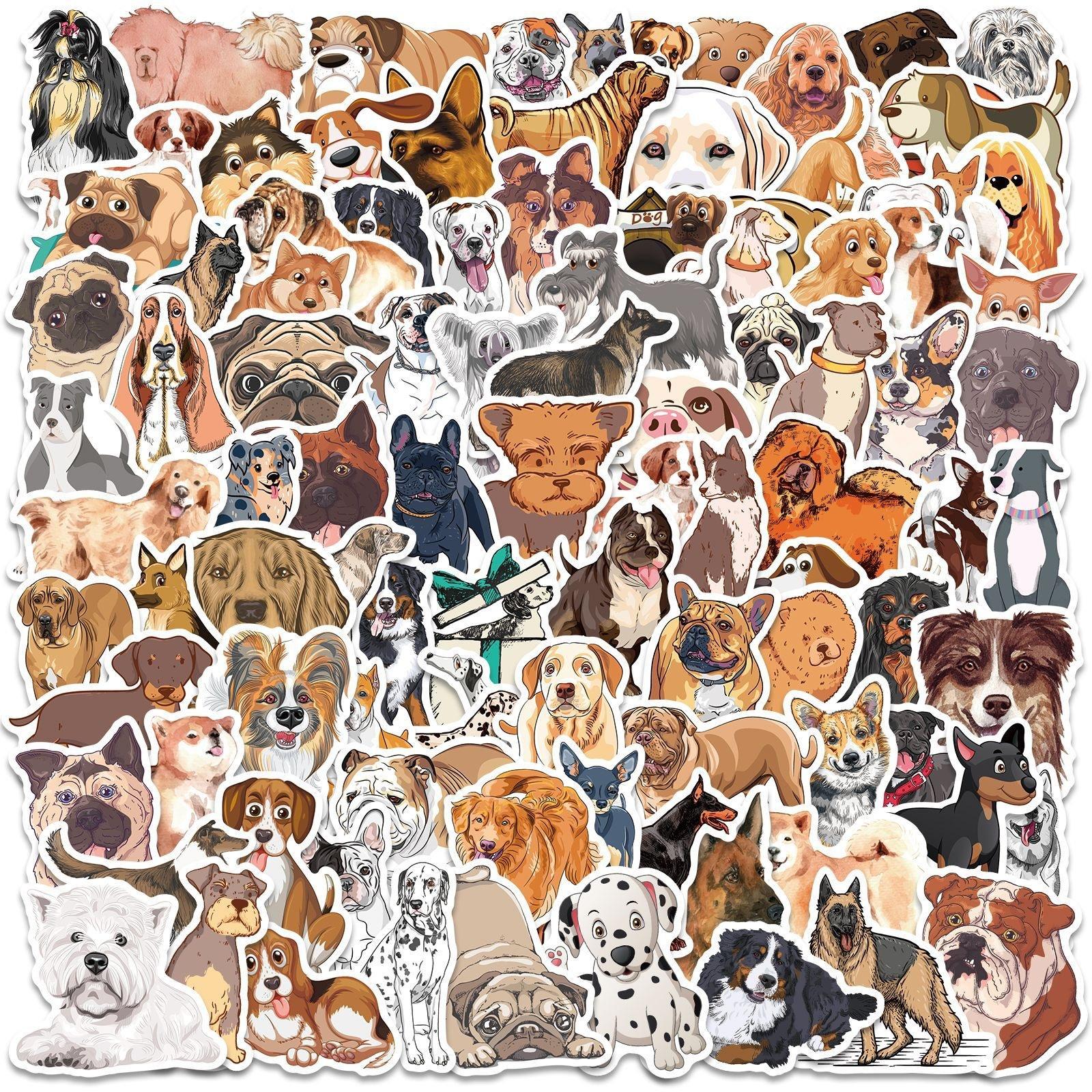 

100 New Cute Puppy Realistic Stickers Teddy VIP Corgi Border Shepherd Golden Retriever No Repeating Stickers