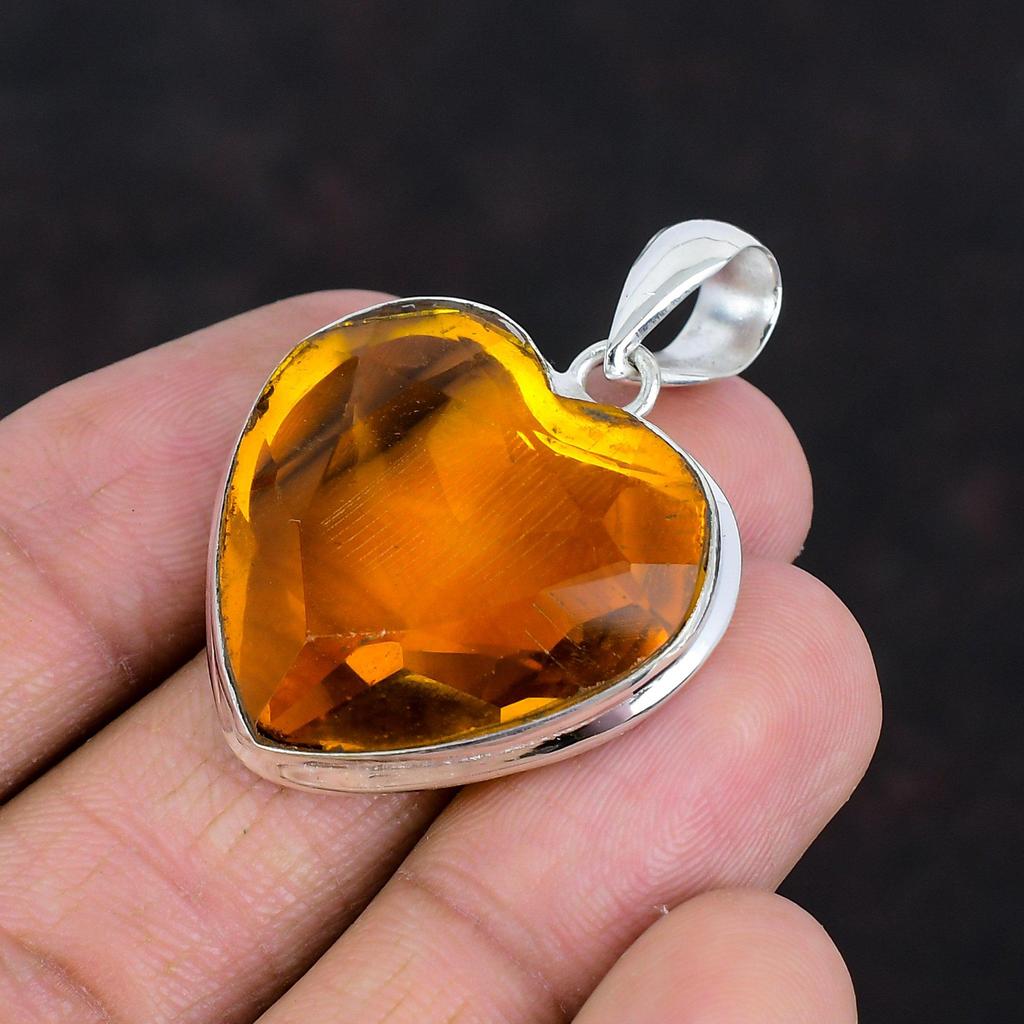 Faceted Citrine Pendant Natural Gemstone Pendant 925 Sterling Silver Pendant Beautiful Citrine Jewelry Handmade Dainty Pendant Gifts For Her