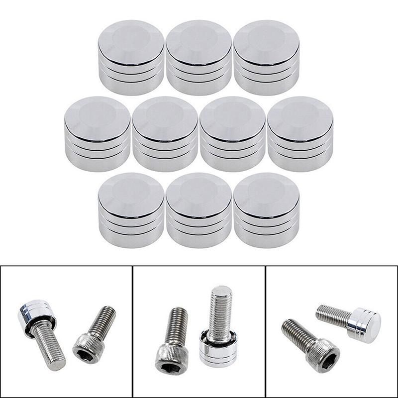 10 pcs Motorcycle Spark Cap Plug Screw Engine Head Bolt Cover Chrome for Motorcycles with 7/16" ( 11.5mm)