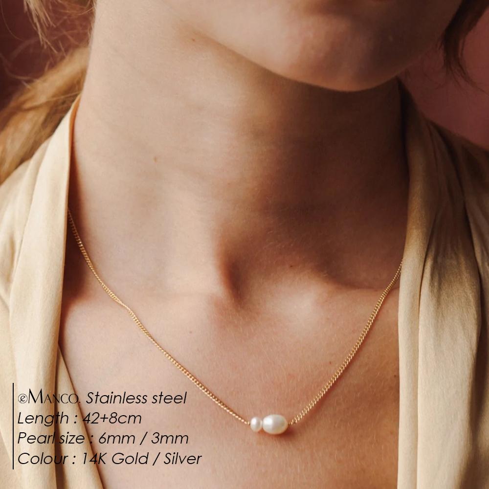 EMANCO Freshwater Pearls Pendant Necklace for Women Choker Necklaces Women Stainless Steel Necklace Fashion Jewelry