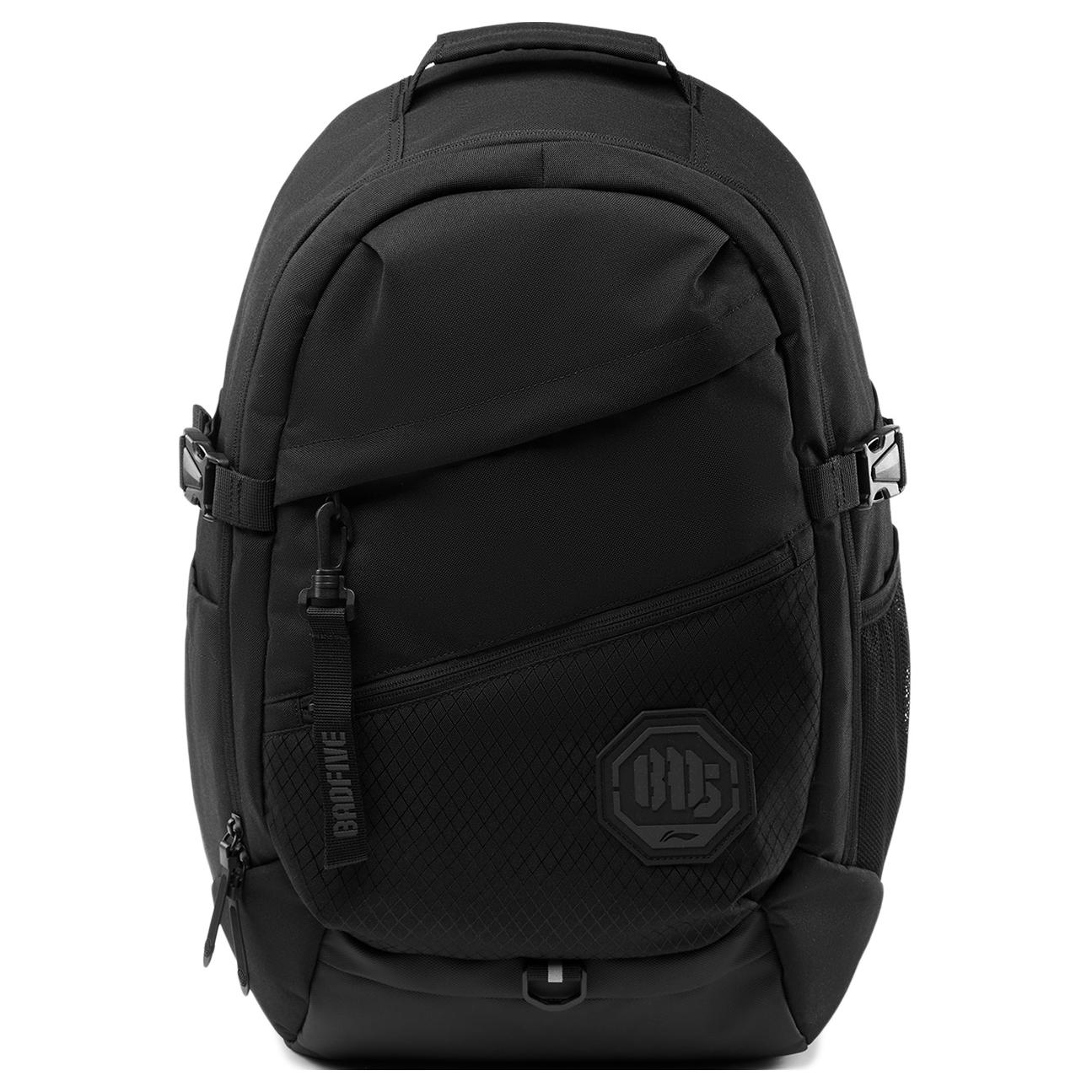 Li-Ning Badfive Basketball Series Simple Color Sports Zipper Backpack Unisex Backpack Black ABSU199-1 Black