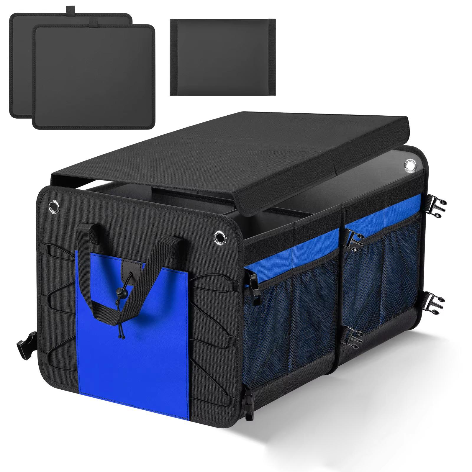 

SUV Trunk Organizer Car Organiser Collapsible Multi-Compartment Storage Box for Car Accessories for Women Men Non Slip Bottom синій