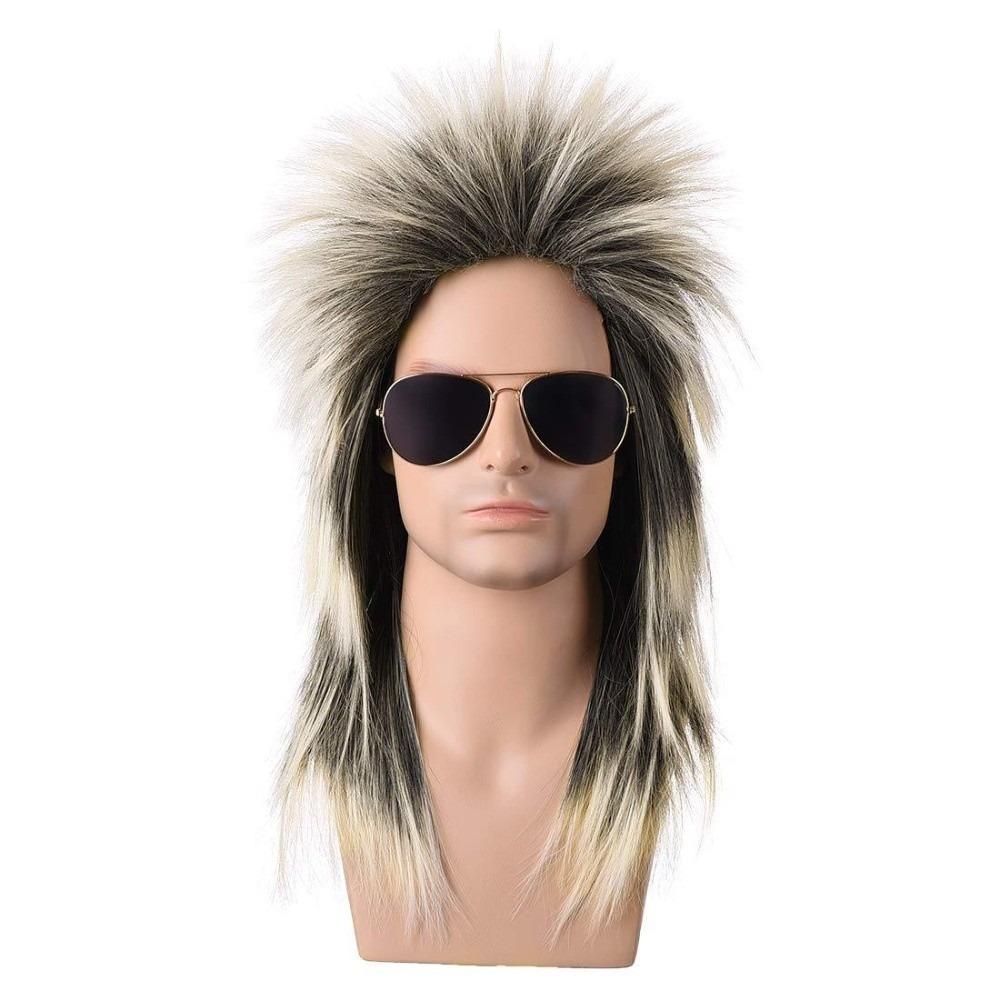 70s 80s Retro Cosplay Costume Wig Long Rocker Disco Wigs Punk Men Mullet Wigs Fancy Show