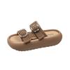Thick-soled slippers summer new semi-drag comfortable casual soft outer wear flat-bottomed sandals women