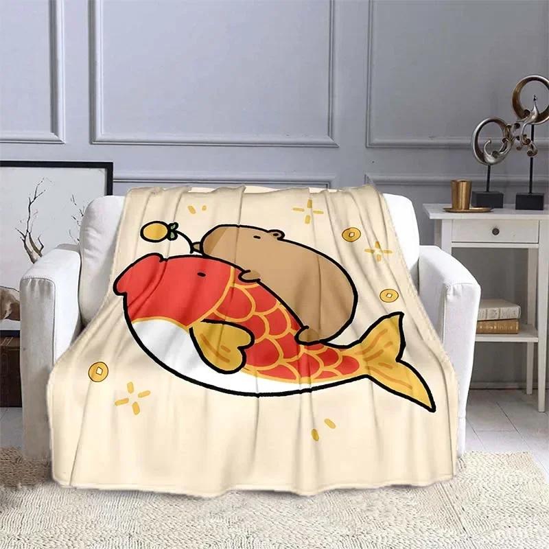 Capybara Printed Throw Blanket Soft Warm Bedding for Adults  Kids Ideal for Bed Sofa Outdoor Travel Cover