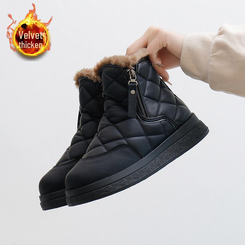 

Жіночі високі зимові черевики з оксамитовою підкладкою 2024 року, товста підошва, тепла бавовна DY8888 36 чорний