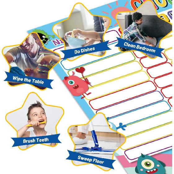Fancy Land Dry Erase Chore Chart for Kids Reward Chart Reble Self-Adhesive Behavior Chart for School Home Classroom 8 Pack