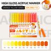 GuangNa 12 Colors/box Direct Liquid Hardhead High-gloss Acrylic Marker, for Student Notebook Writing, DIY Painting Graffiti